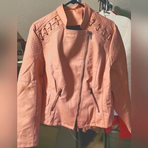 Leather Moto Jacket Womens 3x. Sift pink leather